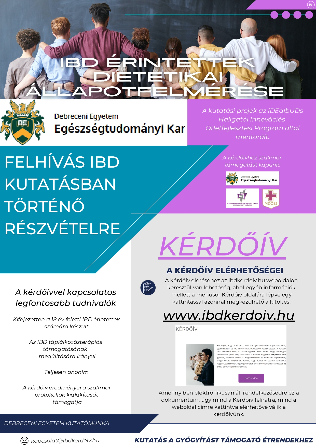 IBD érintettek egészségügyi és táplálkozási gyakorlatának vizsgálata - Kérdőív